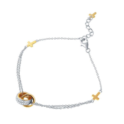 Trio Cross & Hoop Charm Bracelet sterling silver jewelry vanda jewelry.