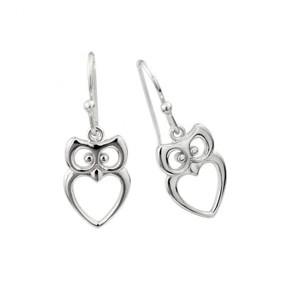 Owl Heart Earrings sterling silver jewelry vanda jewelry.