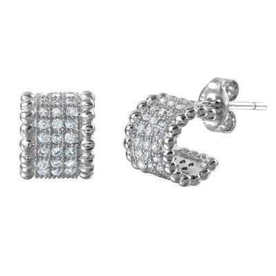 Semi Hoop CZ Earrings sterling silver jewelry vanda jewelry.