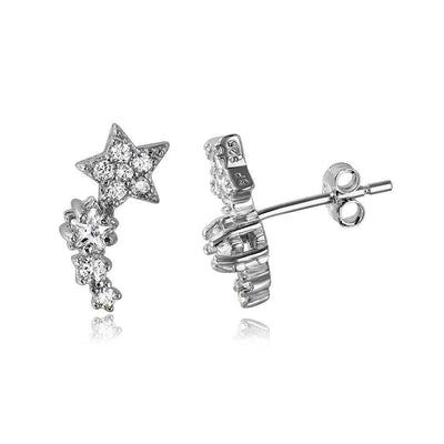 Climbing Star CZ Earrings sterling silver jewelry vanda jewelry.