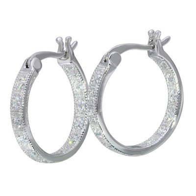 Inner & Outer CZ Hoop Earrings sterling silver jewelry vanda jewelry.