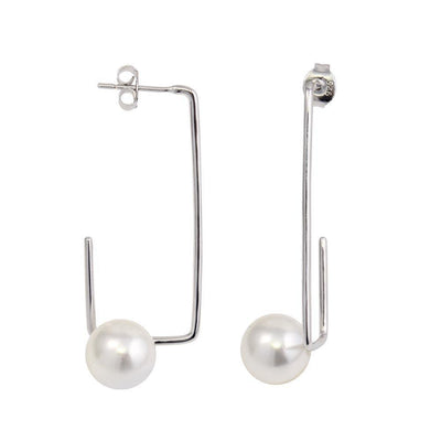 Rectangular Shape Pearl Earrings sterling silver jewelry vanda jewelry.