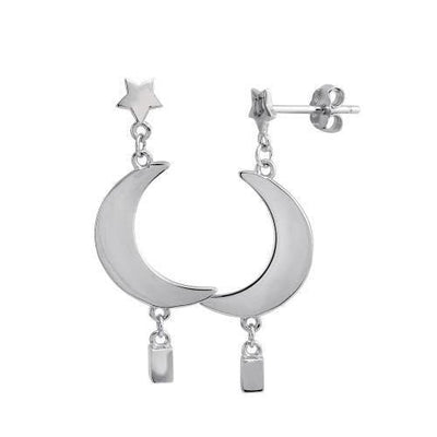 Crescent & Star Earrings sterling silver jewelry vanda jewelry.