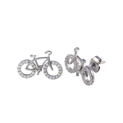 Bicycle CZ Earrings Sterling Silver jewelry for women | VANDA Jewelry.