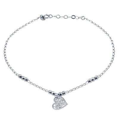 Heart Charm Anklet Sterling Silver jewelry for women | VANDA Jewelry.