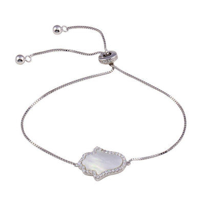 Hamsa Hand CZ Lariat Bracelet Sterling Silver jewelry for women | VANDA Jewelry.