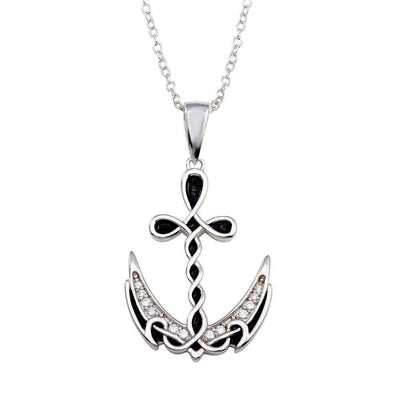 Celtic Design Anchor CZ Necklace sterling silver jewelry vanda jewelry.