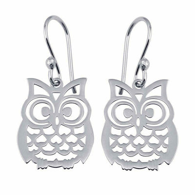 Hanging Owl Earrings Sterling Silver jewelry for women | VANDA Jewelry.