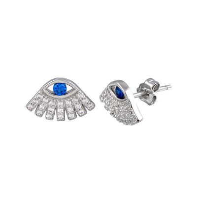 Blue Evil Eye CZ Earrings Sterling Silver jewelry for women | VANDA Jewelry.