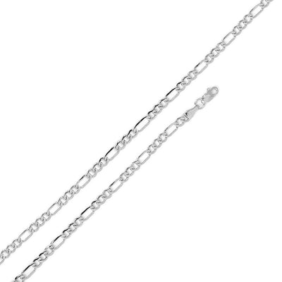 2.1 mm High Polished Super Flat Figaro Chain Necklace Sterling Silver jewelry for women | VANDA Jewelry.
