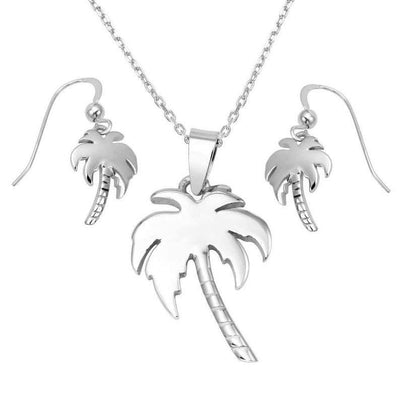Palm Tree Necklace & Earrings Set Sterling Silver jewelry for women | VANDA Jewelry.