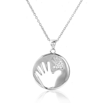 Hand Print  CZ Necklace sterling silver jewelry vanda jewelry.