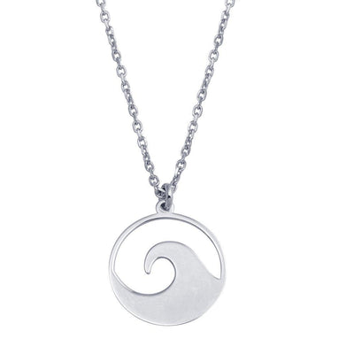 Wave Design Disc Necklace Sterling Silver jewelry for women | VANDA Jewelry.