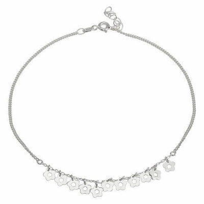 Dangling Flowers charm Anklet Sterling Silver jewelry for women | VANDA Jewelry.