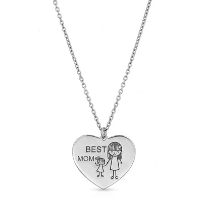 Best Mom Heart shape Necklace Sterling Silver jewelry for women | VANDA Jewelry.