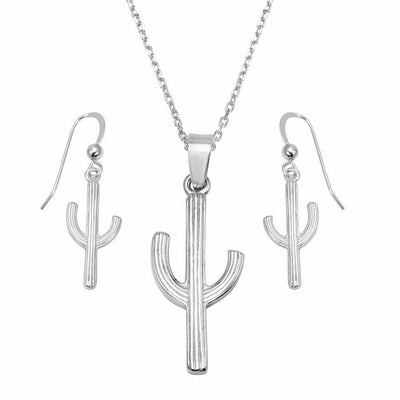Cactus Design Necklace & Earrings Set Sterling Silver jewelry for women | VANDA Jewelry.