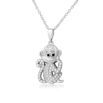 Monkey CZ Necklace sterling silver jewelry vanda jewelry.