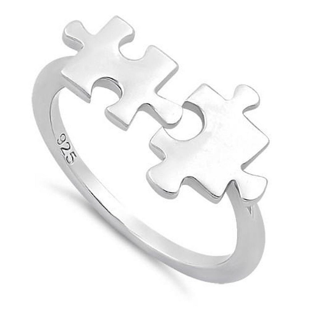 Stackable Expressions plated Awareness Puzzle Piece Sterling Silver Ring 5