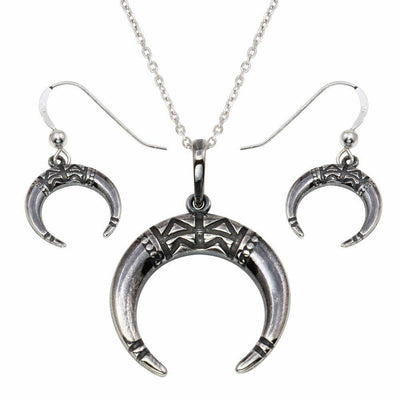 Half Moon Necklace & Earrings Set Sterling Silver jewelry for women | VANDA Jewelry.