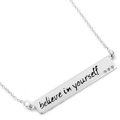 Believe in yourself CZ Bar Necklace Sterling Silver jewelry for women | VANDA Jewelry.