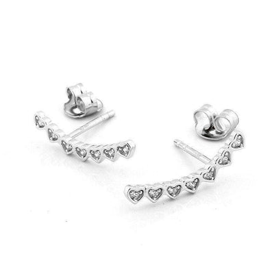 Hearts Drop Ear Climber Earrings Sterling Silver jewelry for women | VANDA Jewelry.