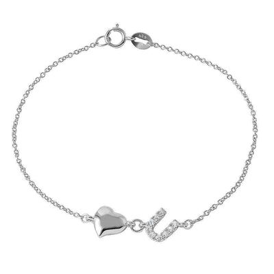 Heart & CZ U Bracelet sterling silver jewelry vanda jewelry.