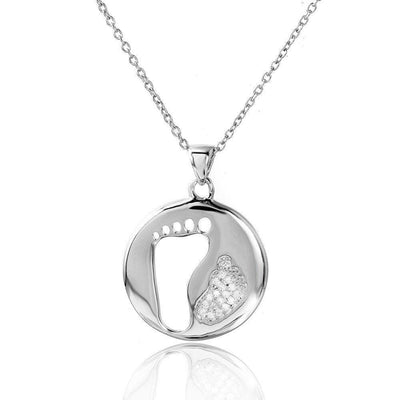 Footprint CZ Necklace Sterling Silver jewelry for women | VANDA Jewelry.
