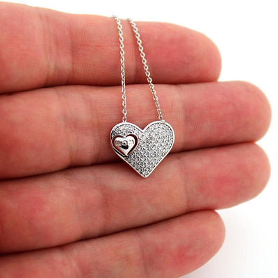MOM CZ Heart Necklace Sterling Silver jewelry for women | VANDA Jewelry.
