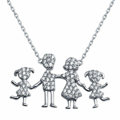 Family CZ Necklace Sterling Silver jewelry for women | VANDA Jewelry.