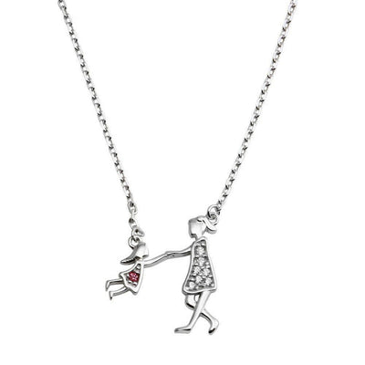 Mom & Daughter CZ Necklace Sterling Silver jewelry for women | VANDA Jewelry.