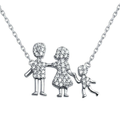 Family CZ Necklace sterling silver jewelry vanda jewelry.