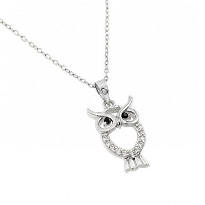 Owl CZ Pendant Necklace sterling silver jewelry vanda jewelry.