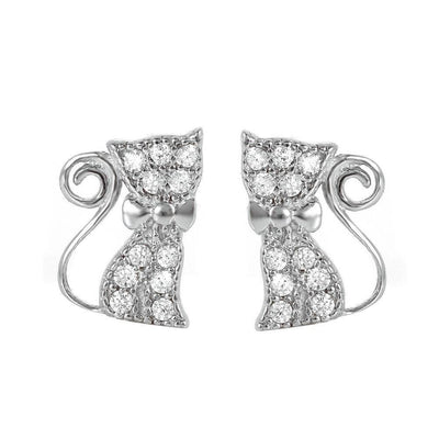 Cat CZ Earrings sterling silver jewelry vanda jewelry.