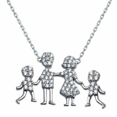 Family CZ Necklace Sterling Silver jewelry for women | VANDA Jewelry.