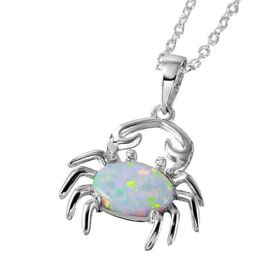 White Opal Crab Necklace sterling silver jewelry vanda jewelry.