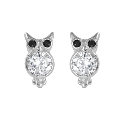 Owl Design CZ Earrings sterling silver jewelry vanda jewelry.