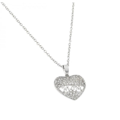 Heart MOM CZ Necklace sterling silver jewelry vanda jewelry.