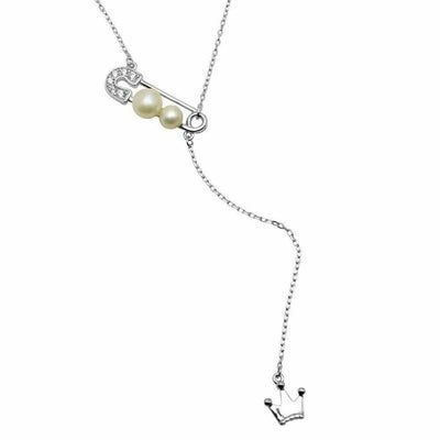 Pin & Crown Necklace Sterling Silver jewelry for women | VANDA Jewelry.