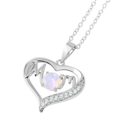 Mom Heart CZ Necklace sterling silver jewelry vanda jewelry.