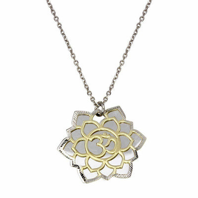 Lotus Flower & Om Necklace sterling silver jewelry vanda jewelry.