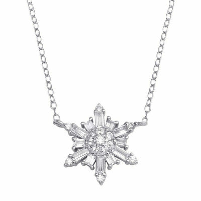 Snowflake CZ Necklace Sterling Silver jewelry for women | VANDA Jewelry.