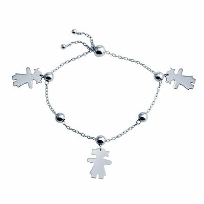 Girl Figure Charm Lariat Bracelet Sterling Silver jewelry for women | VANDA Jewelry.