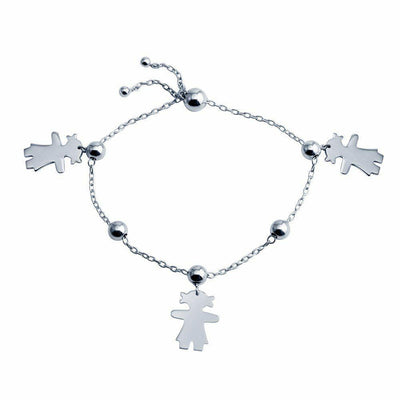 Girl Figure Charm Lariat Bracelet Sterling Silver jewelry for women | VANDA Jewelry.