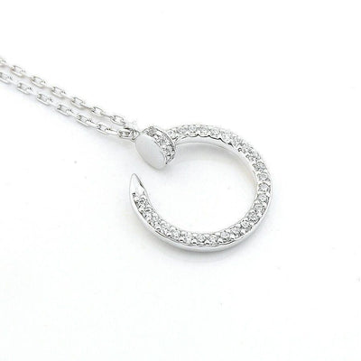 Round Nail CZ Necklace Sterling Silver jewelry for women | VANDA Jewelry.