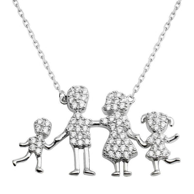 Family CZ Necklace Sterling Silver jewelry for women | VANDA Jewelry.