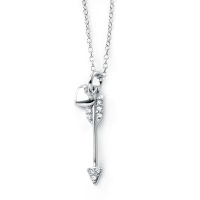 Heart & CZ Arrow Necklace Sterling Silver jewelry for women | VANDA Jewelry.