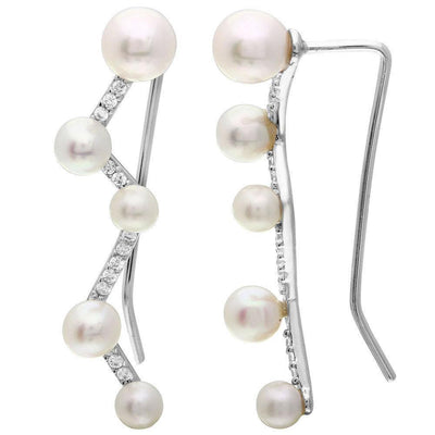 Pearl & CZ Climbing Earrings sterling silver jewelry vanda jewelry.