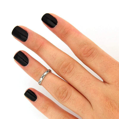 Net Pattern Knuckle Ring Sterling Silver jewelry for women | VANDA Jewelry.