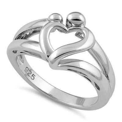 Mother & Child Heart Ring Sterling Silver jewelry for women | VANDA Jewelry.