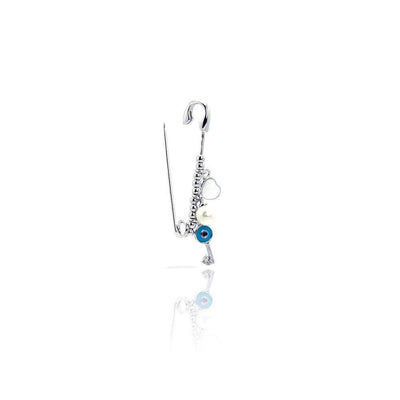 Key & Heart Evil Eye Pin Brooch Sterling Silver jewelry for women | VANDA Jewelry.